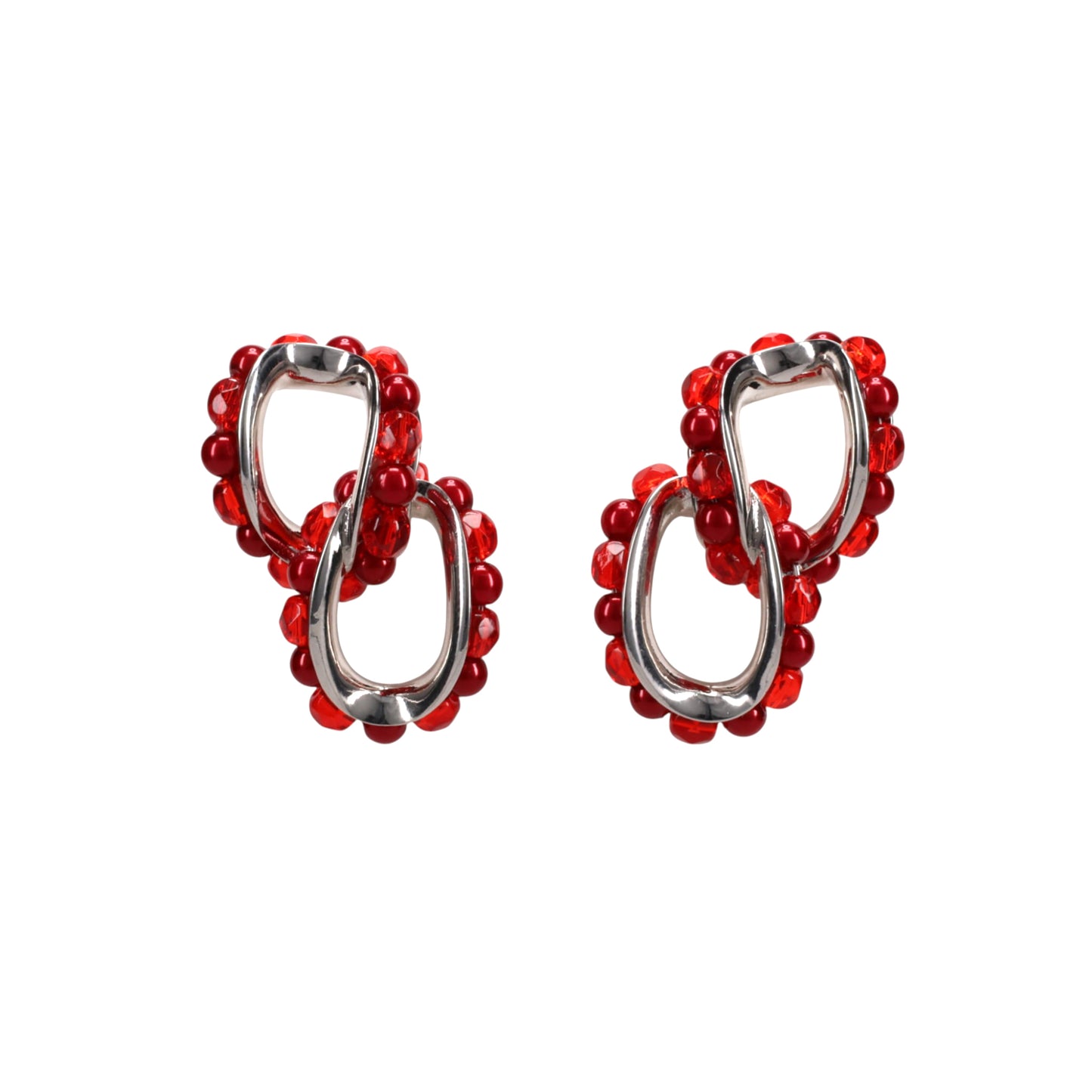 KANDEL EARRINGS / PALLADIUM/SCARLET