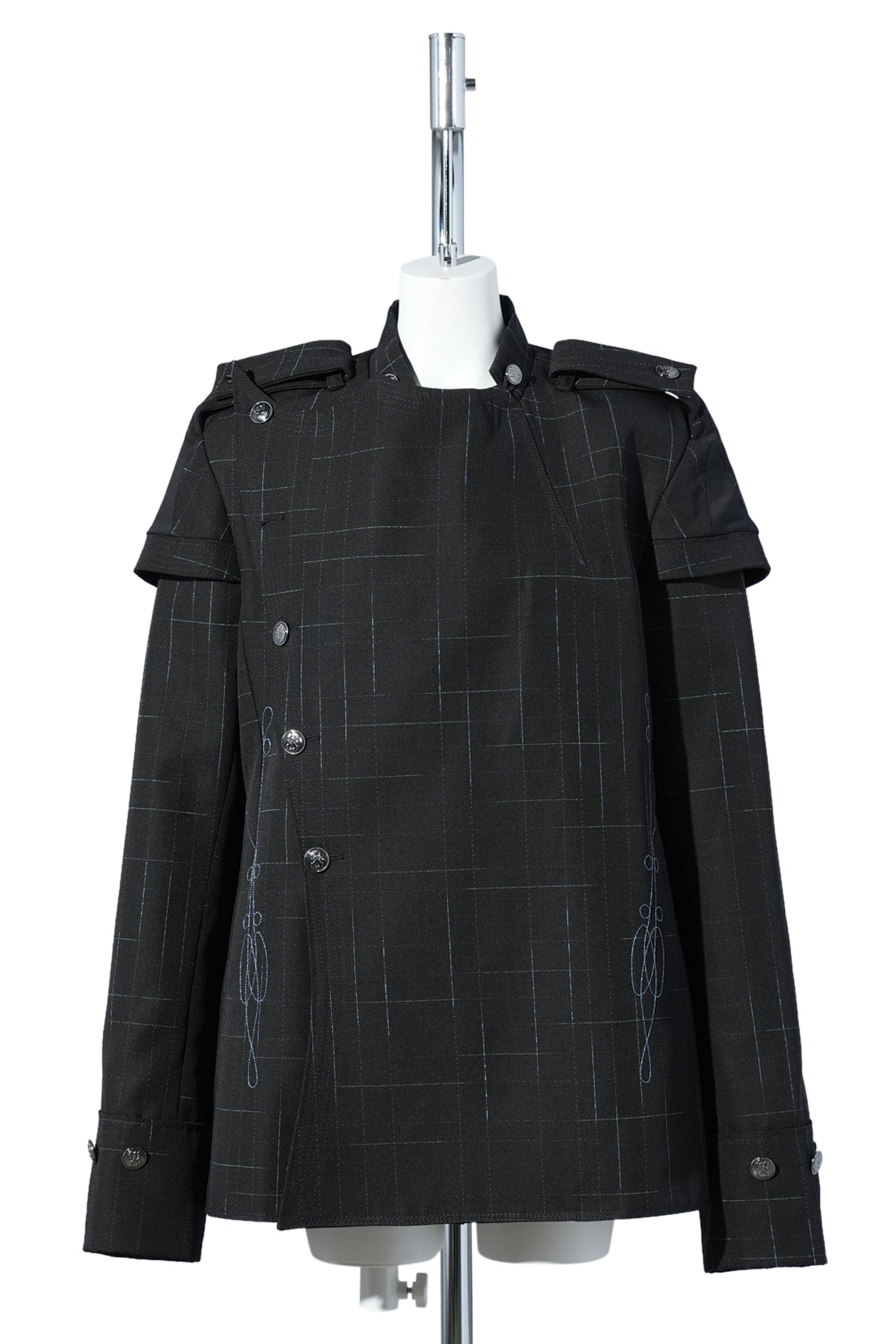 KORMOS MILITARY BLAZER / SPACE CHECK/NIGHT BLACK