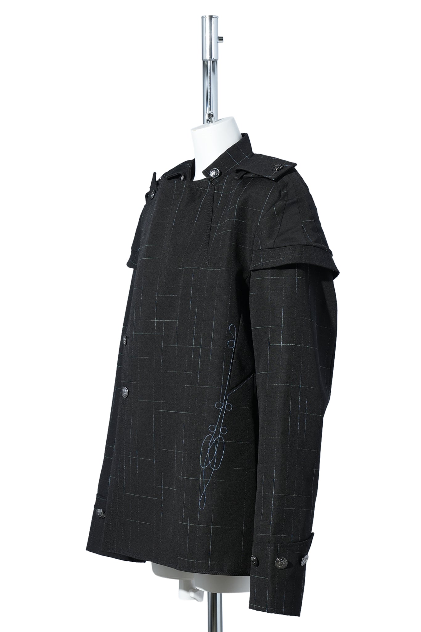 KORMOS MILITARY BLAZER / SPACE CHECK/NIGHT BLACK