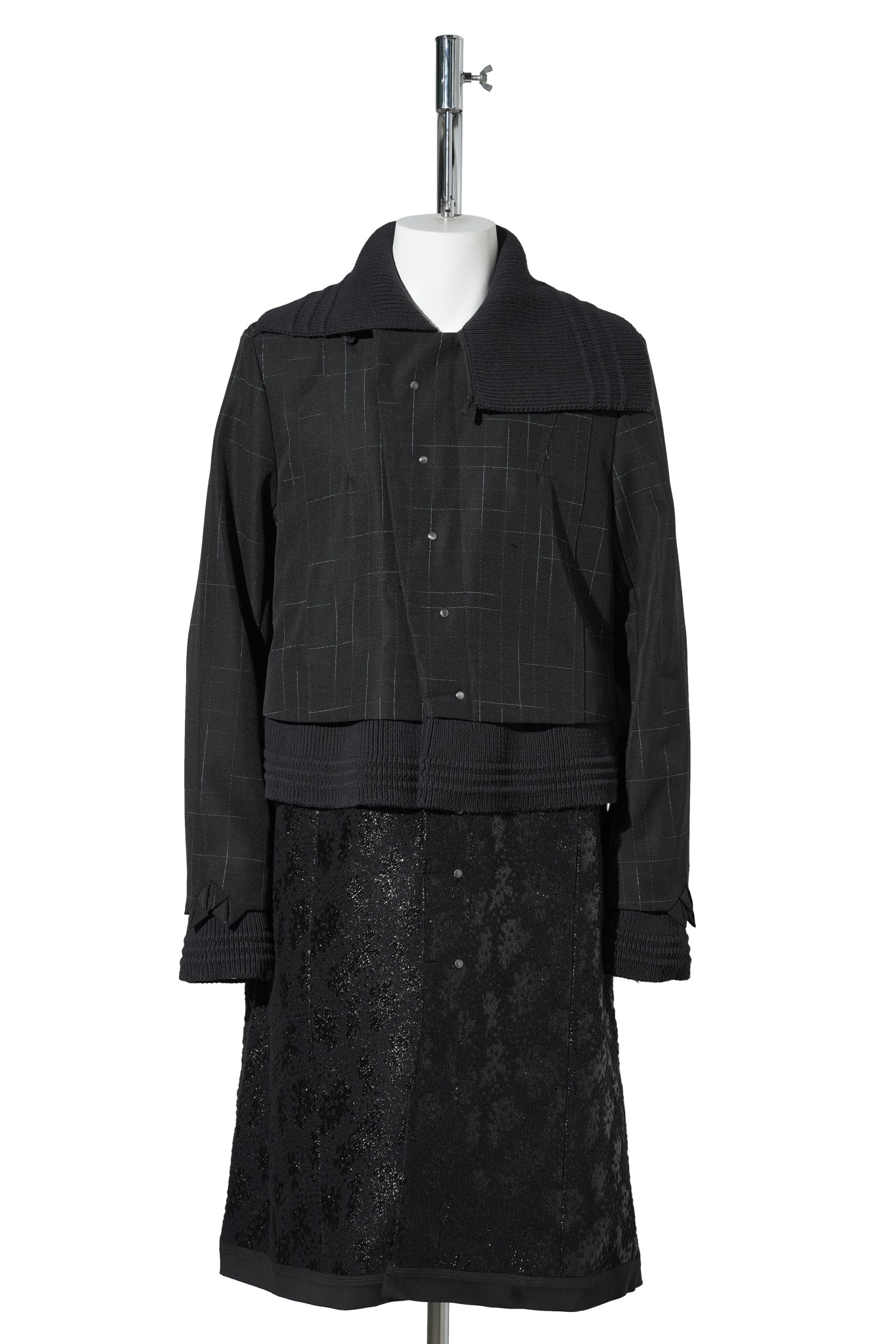 ESTIKE LONG COAT / CHECK/GLITTER BLK/JET BLK//BLK