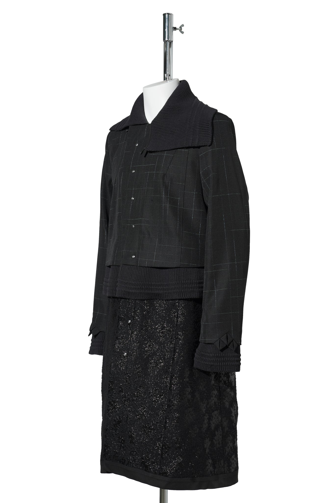 ESTIKE LONG COAT / CHECK/GLITTER BLK/JET BLK//BLK