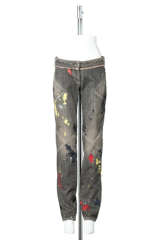 K PAINTED SLIM JEAN / WASHED BROWN