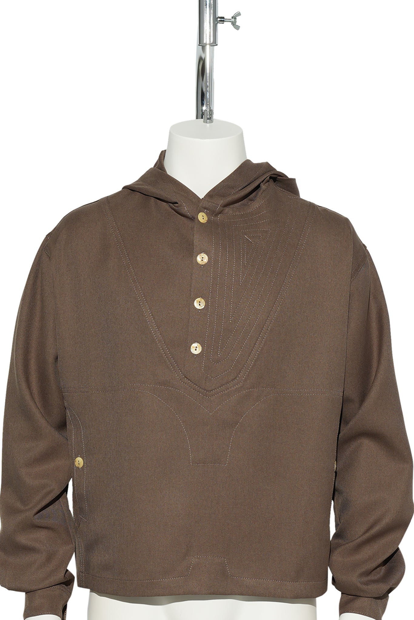 SLATINA HOODED TOP LS / SEPIA