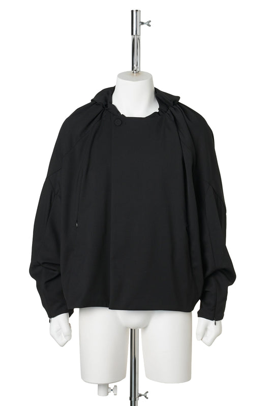 HELMOND GATHERED BLOUSON / CROW BLACK
