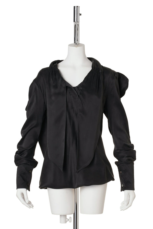 EVELYN BLOUSE / SHEEN BLACK
