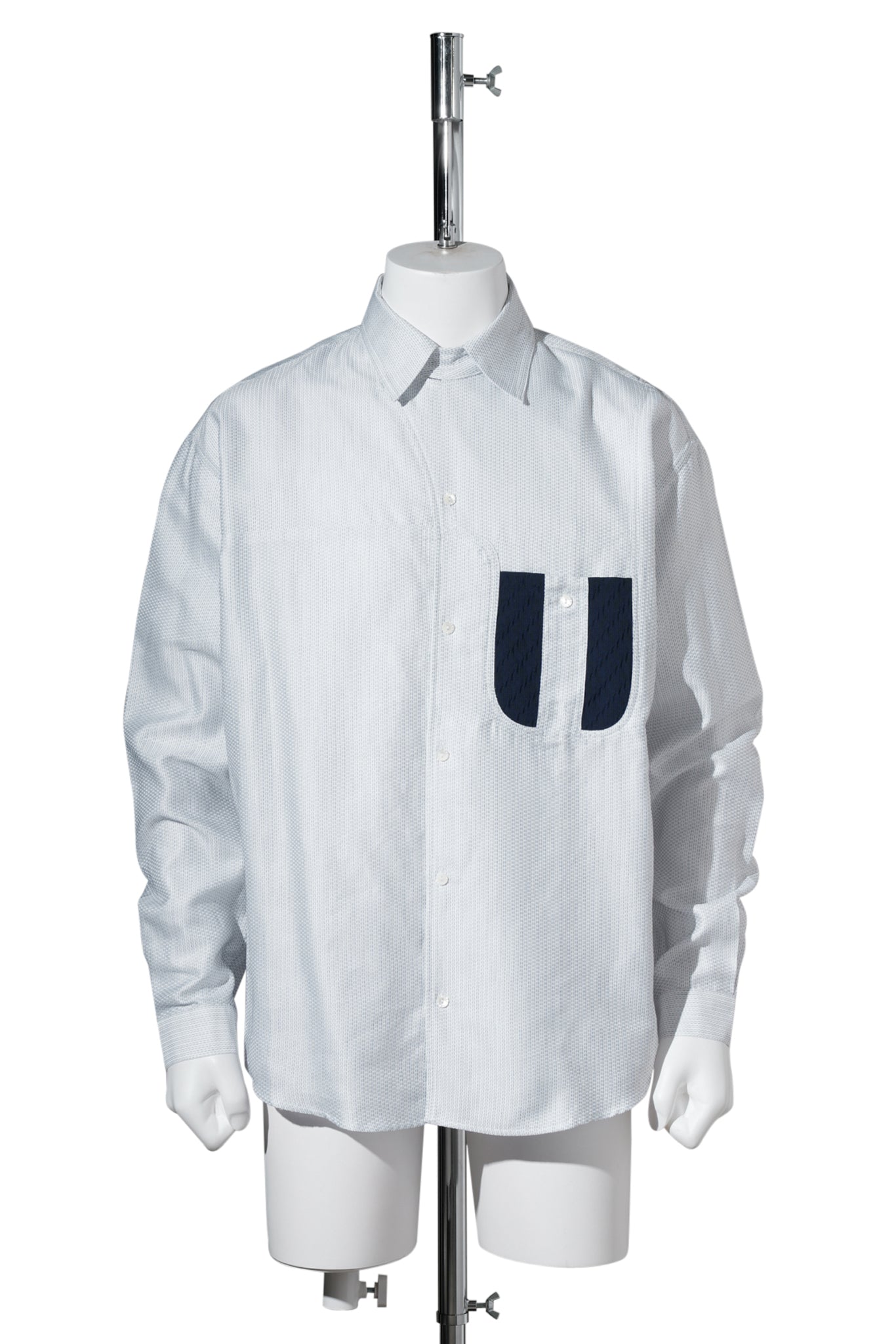 VECA PANELLED SHIRT / WHITE & NAVY