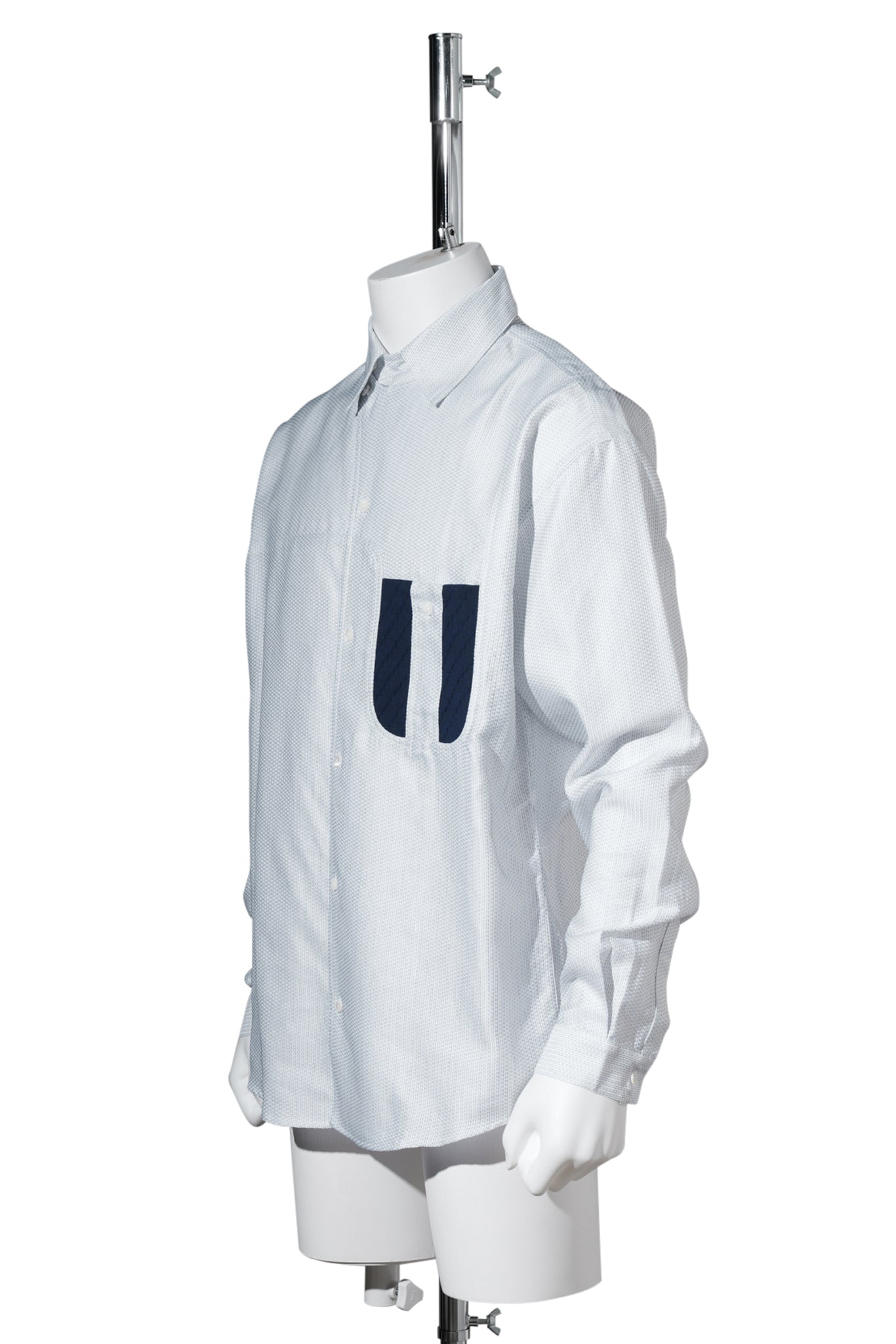 VECA PANELLED SHIRT / WHITE & NAVY