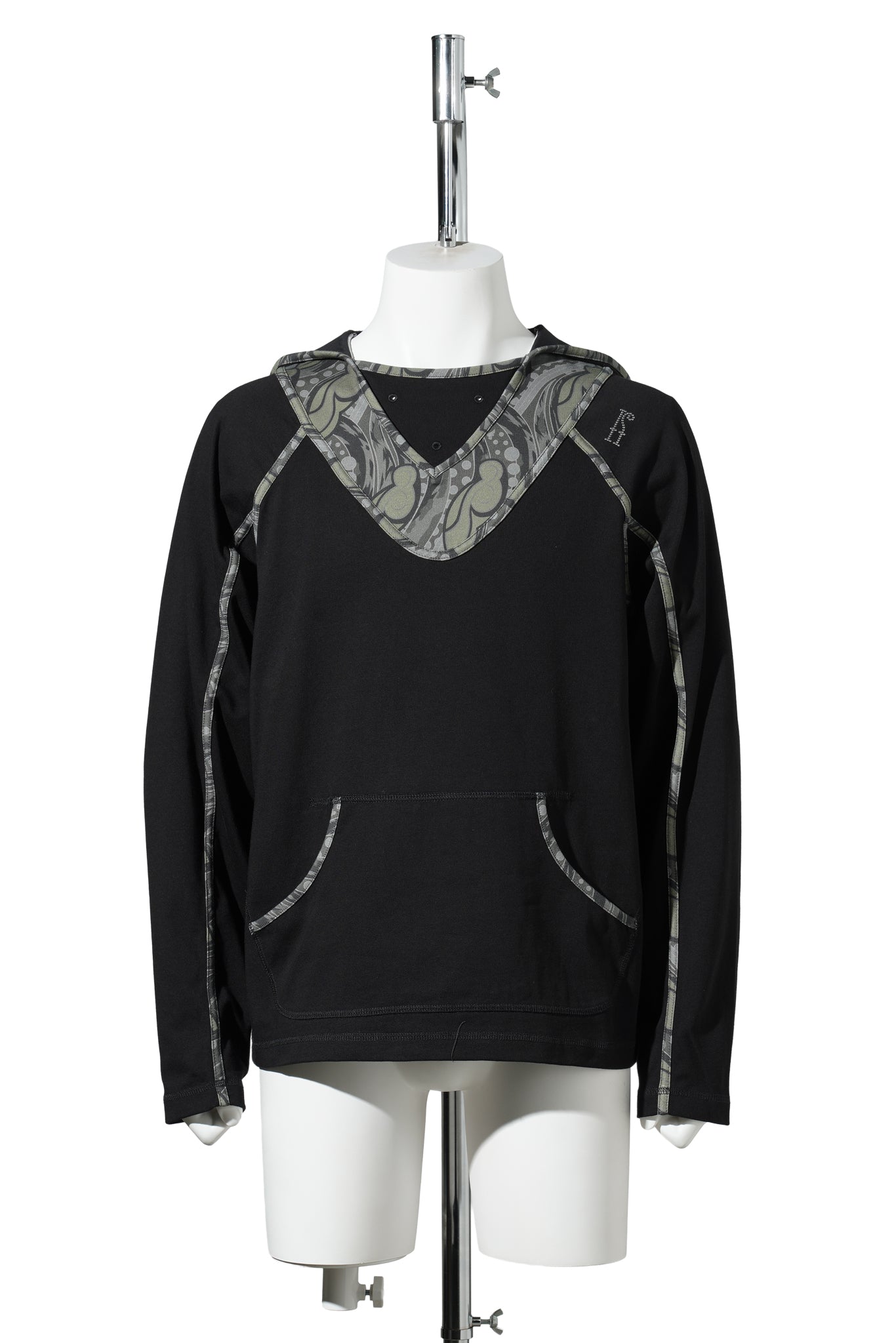 GIZI HOODED TOP / BLACK/SAGE