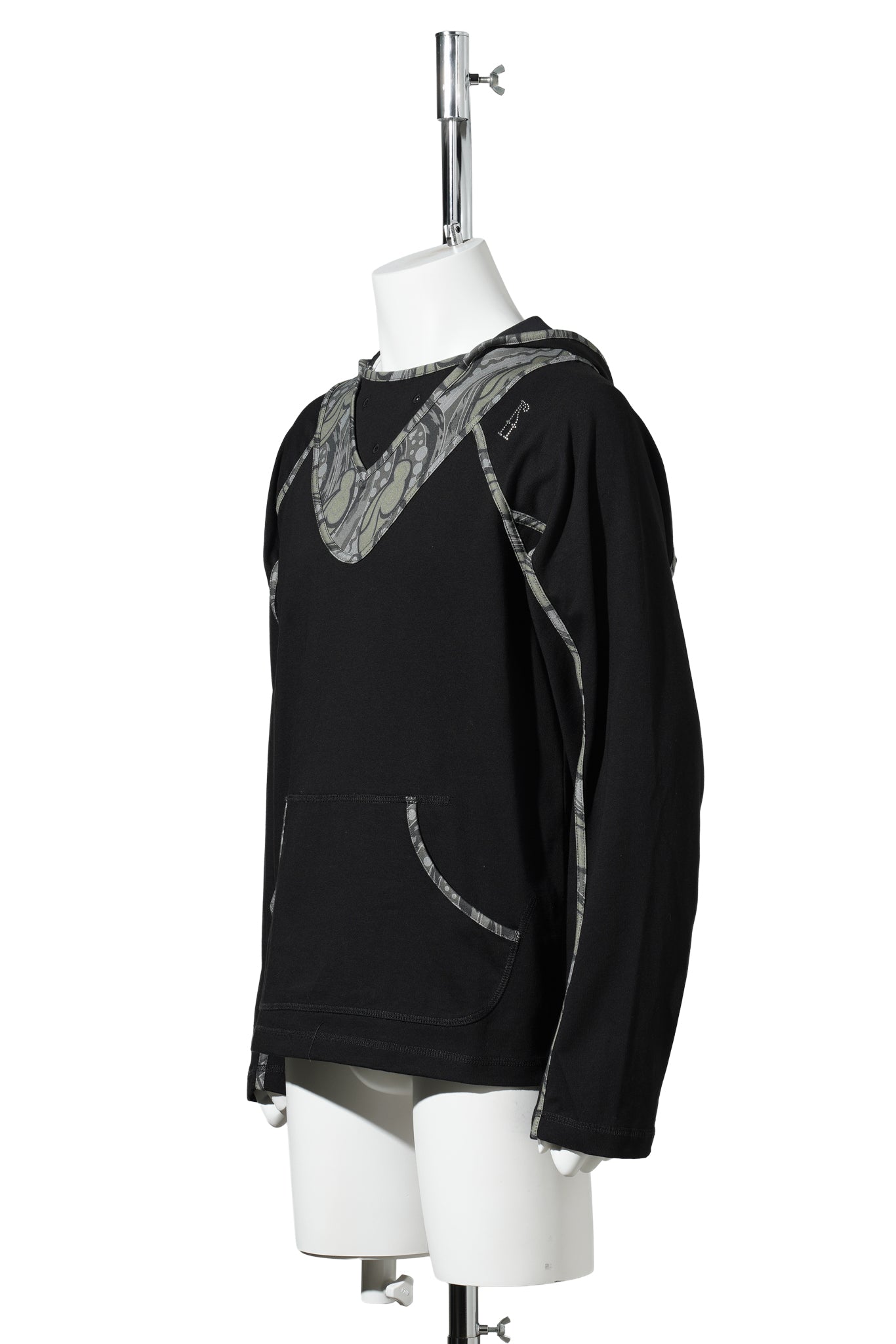 GIZI HOODED TOP / BLACK/SAGE