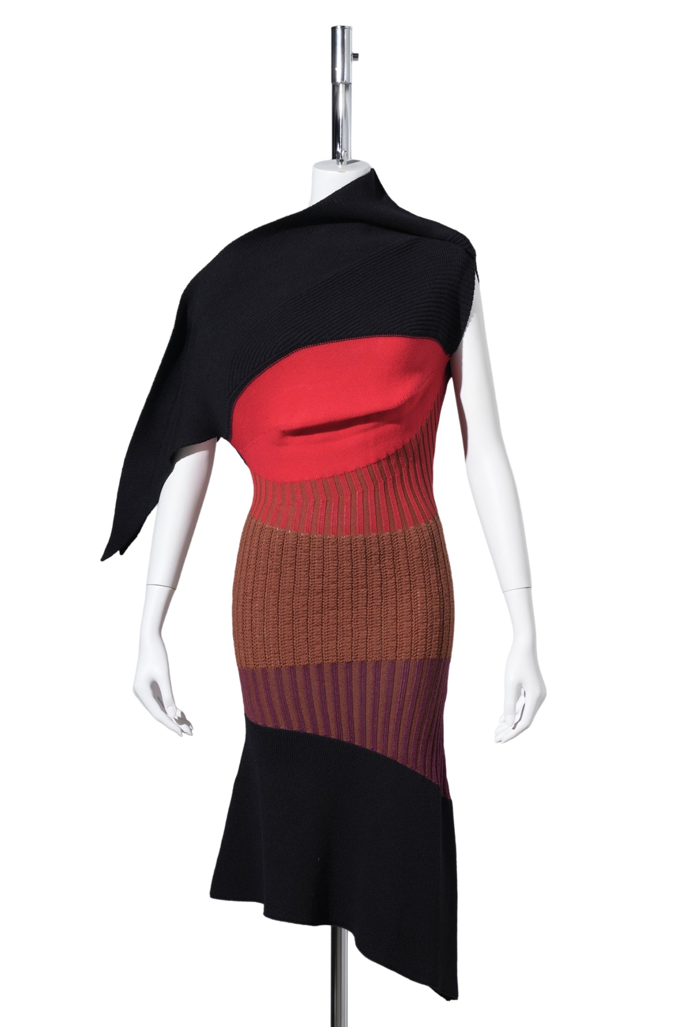 LEMOYNE KNITTED DRESS / BLACK, BROWN & WINE TASTING