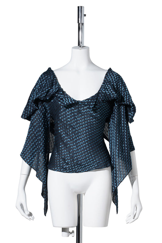 PLEXUS BLOUSE / OBSIDIAN BLACK/MOSAIC BLUE