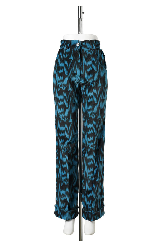 TUNIN FLARED TROUSER / SAPPHIRE BLUE & BLACK