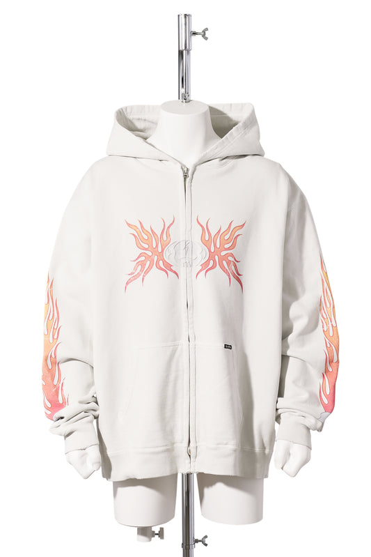 SKULL FLAME ZIPHD / WHITE