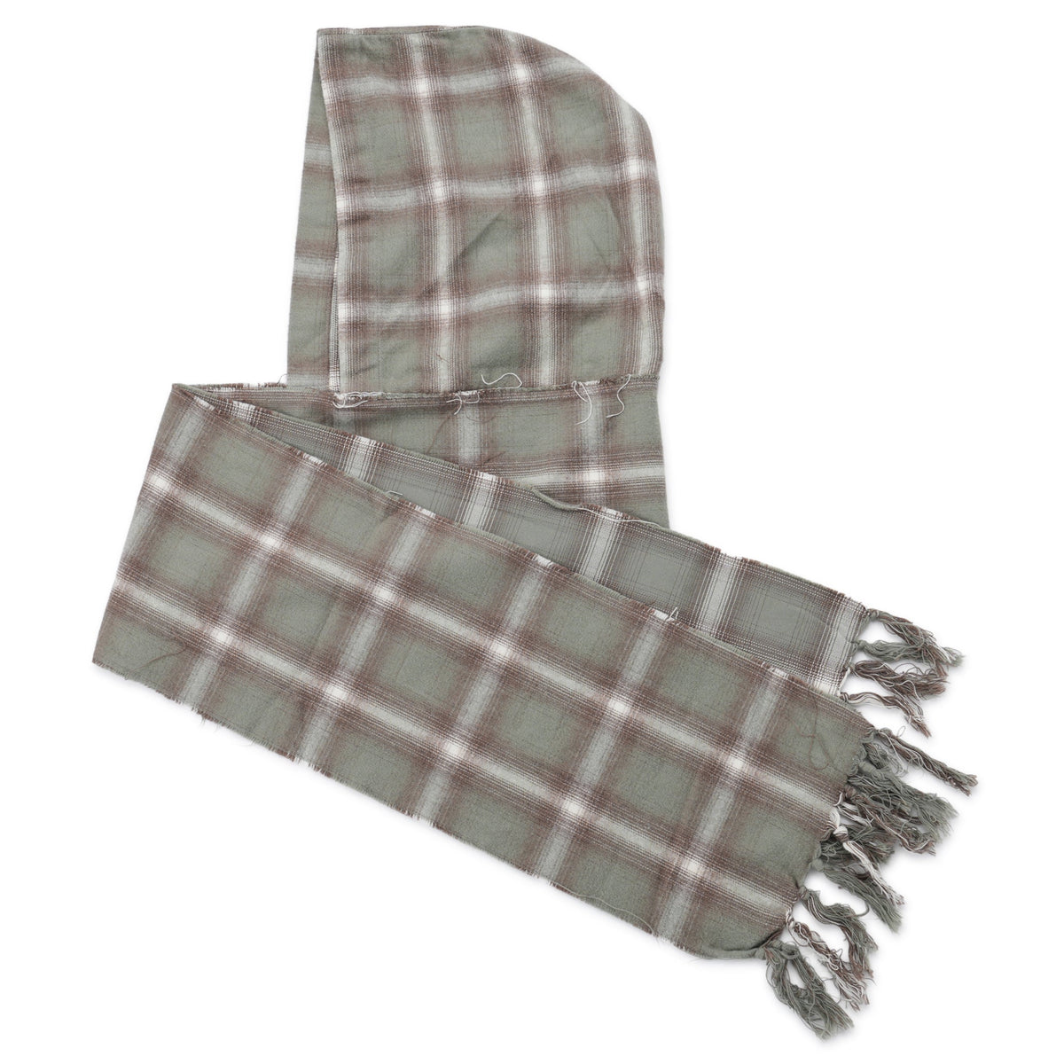 HOODED CHECKED STOLE / GREEN