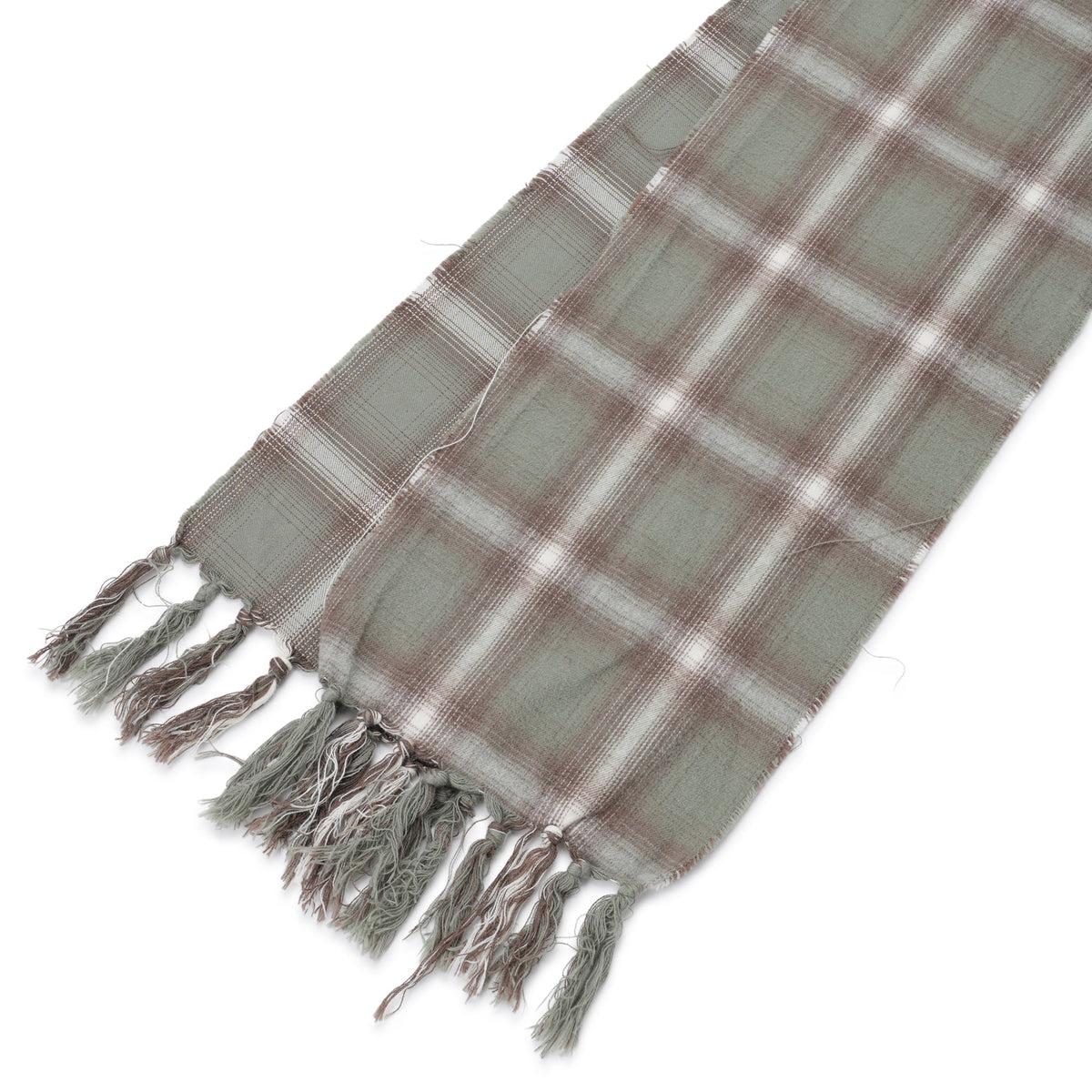 HOODED CHECKED STOLE / GREEN