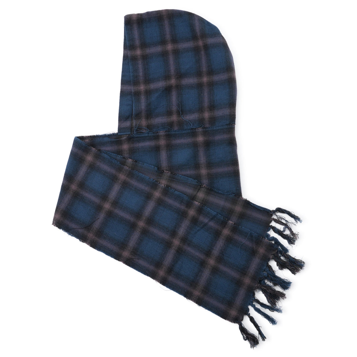HOODED CHECKED STOLE / NAVY