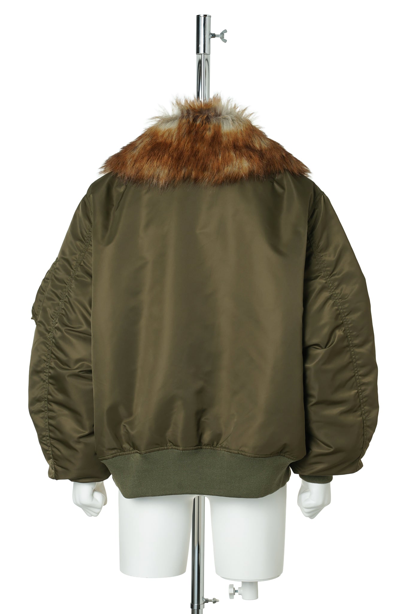 EMBROIDERED FUR COLLAR FLIGHT JACKET / KHAKI