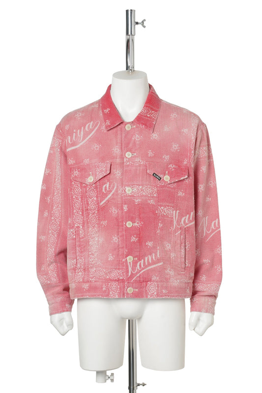 OG BANDANA DISCHARGE TRUCKER JACKET / RED