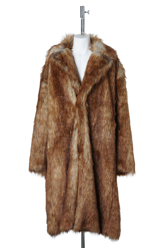 FAUX FUR LONG COAT / BROWN