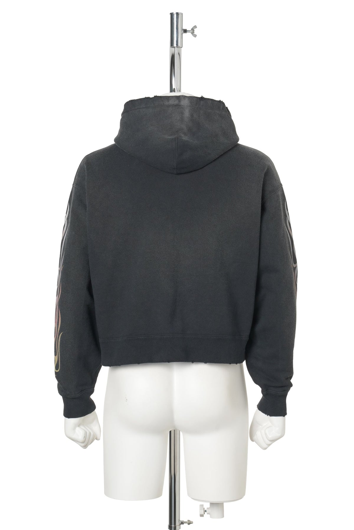 "FLAME KMY" ZIP SHORT HOODIE / BLACK
