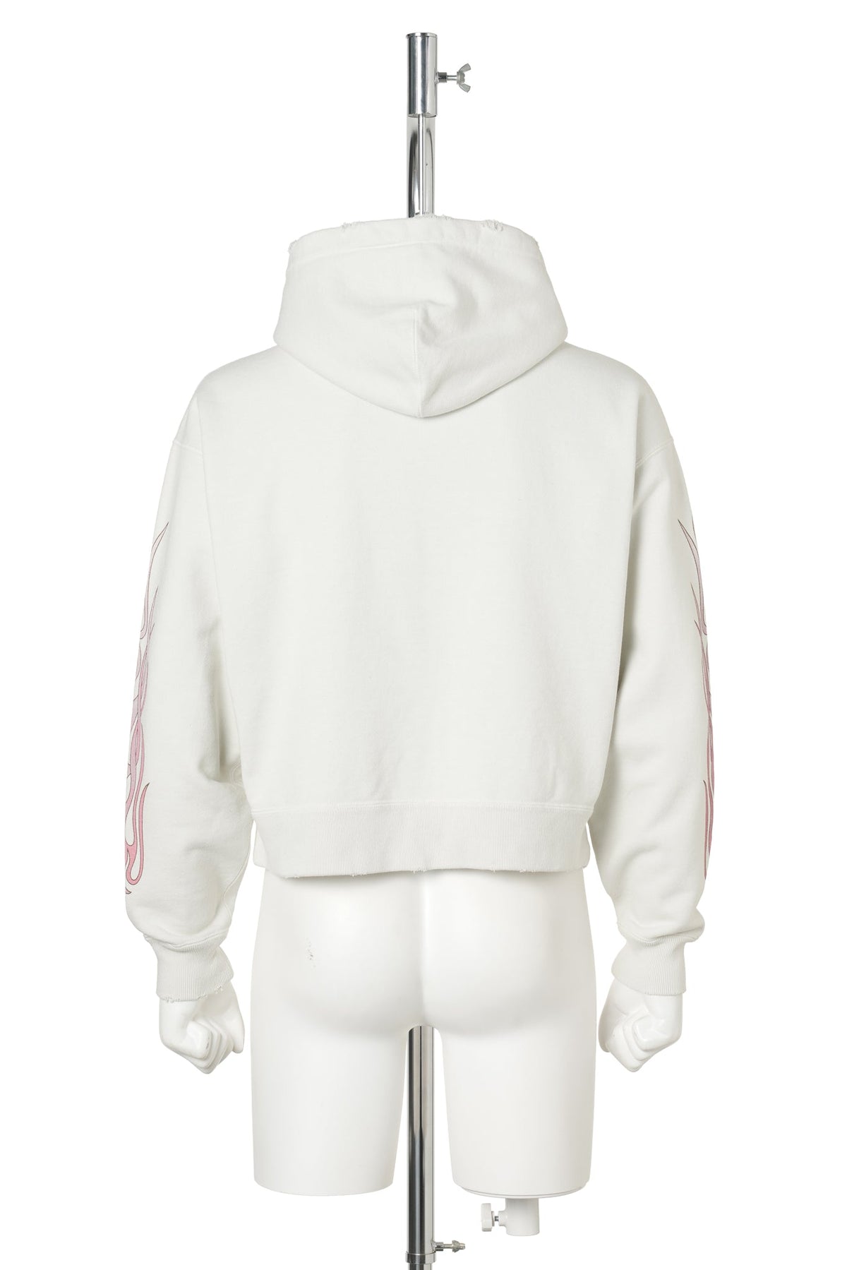 "FLAME KMY" ZIP SHORT HOODIE / WHITE