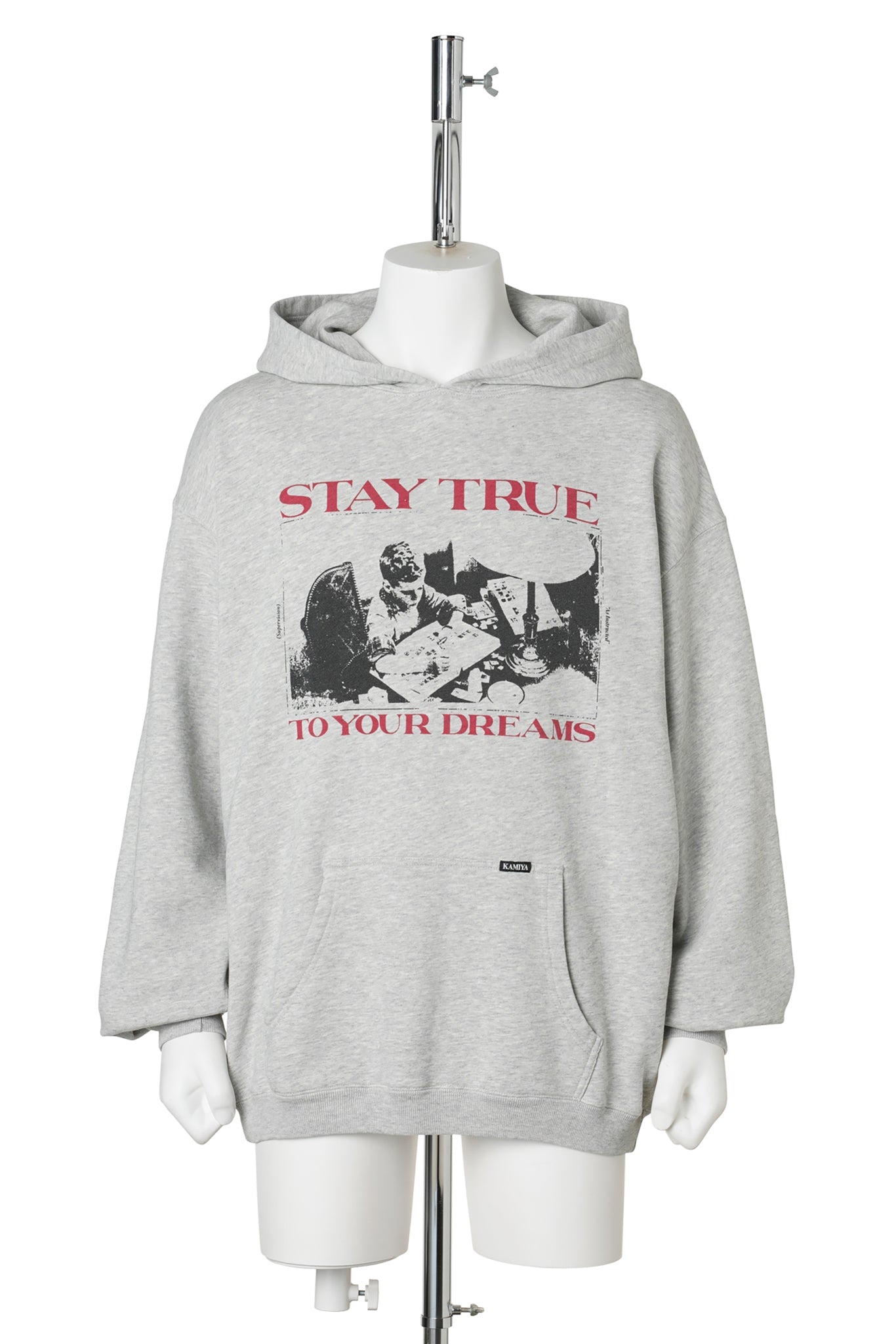 "STAY TRUE TO YOUR DREAM" HOODIE T/C / GRAY