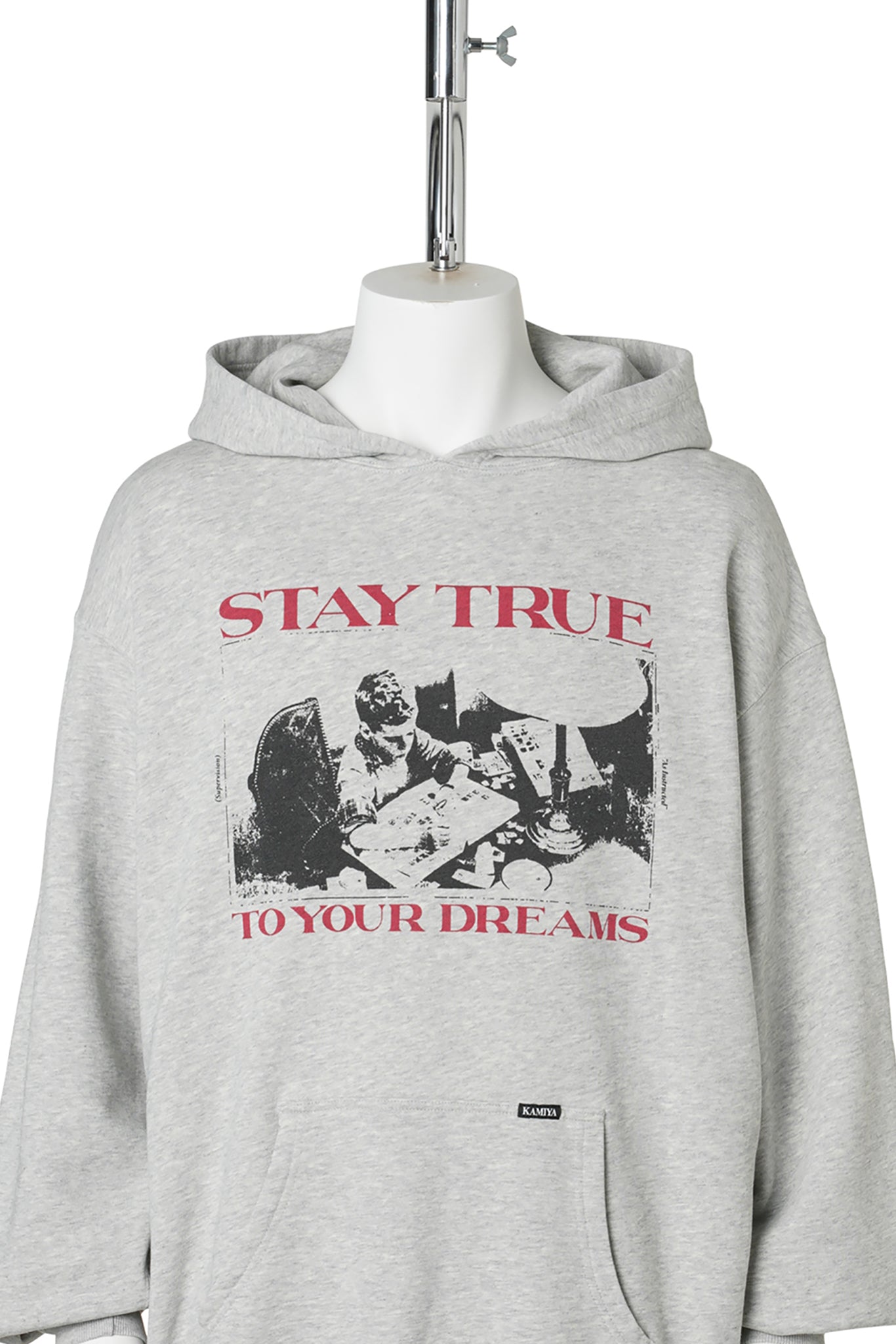 "STAY TRUE TO YOUR DREAM" HOODIE T/C / GRAY