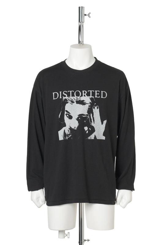 DISTORTED GIRL L/S TEE T/C / BLACK