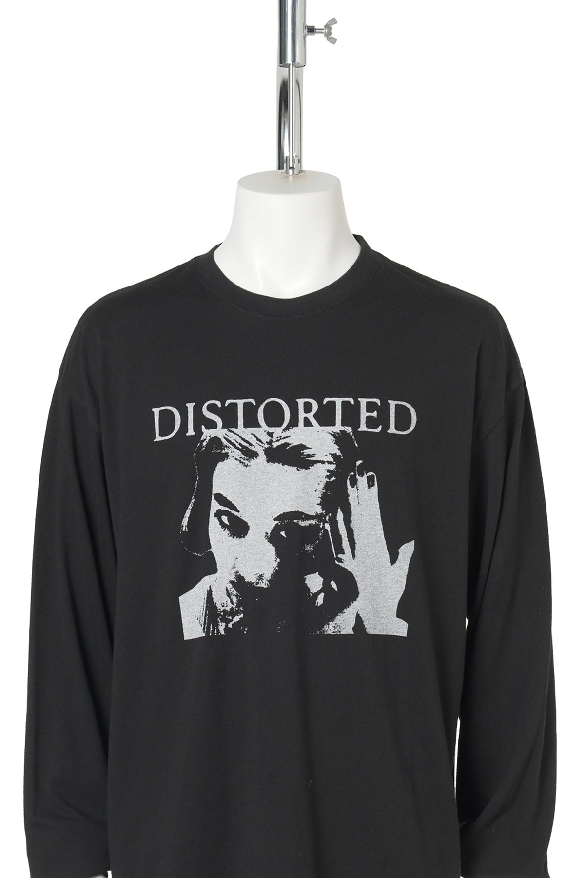 DISTORTED GIRL L/S TEE T/C / BLACK
