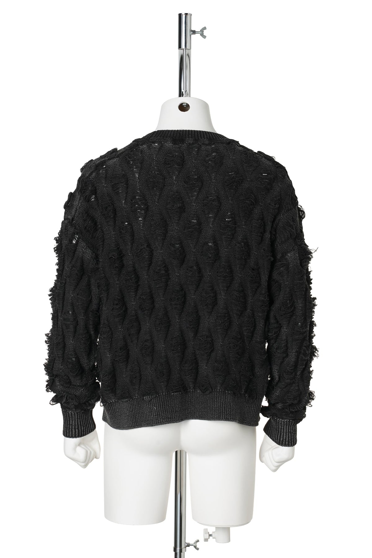 REVERSE CABLE NEEDLE-OUT KNIT / BLACK