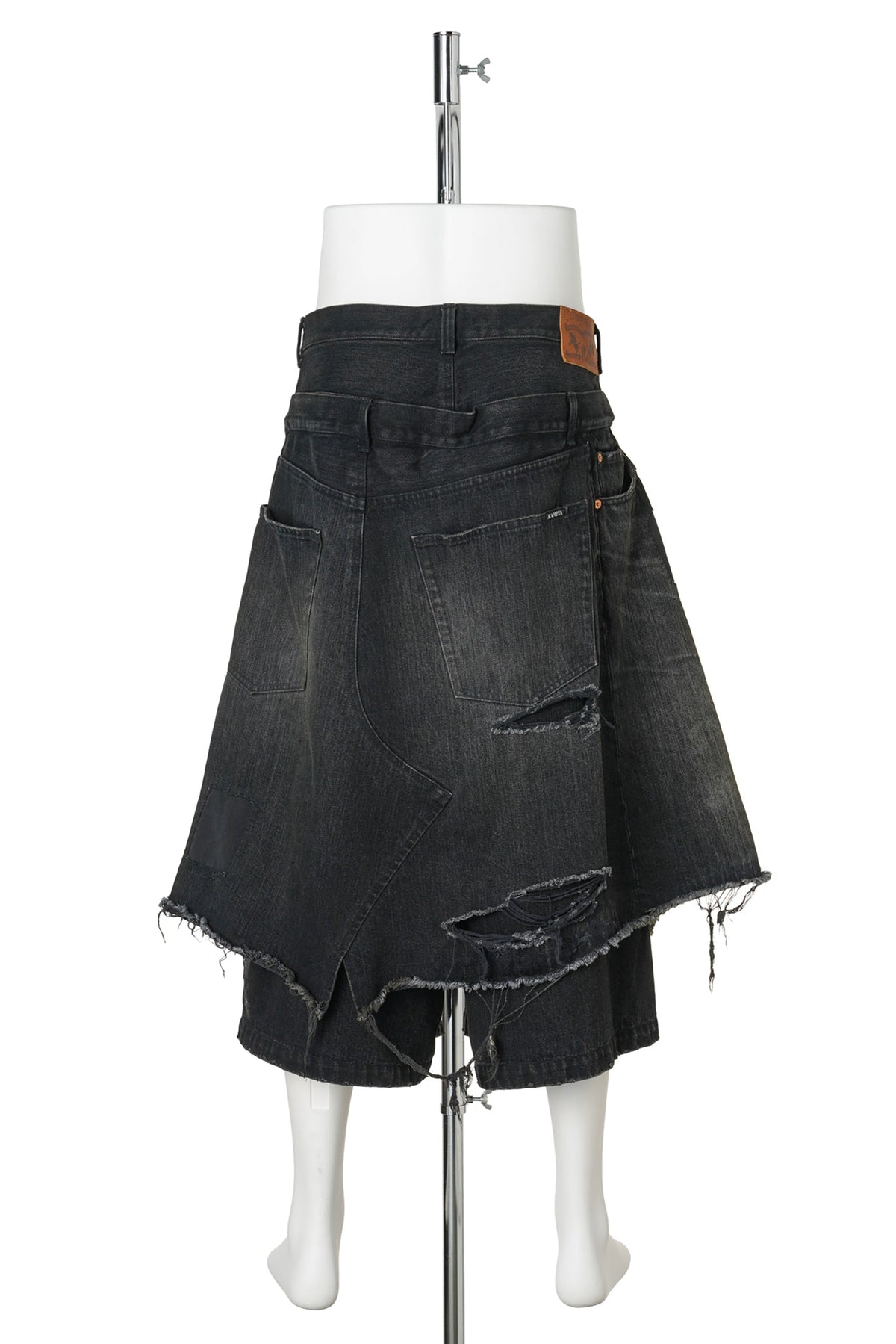 REPAIRED LAYERED DENIM SHORTS / BLACK