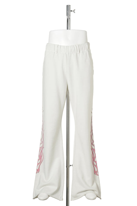 "FLAME" BOOTCUT SWEAT PANTS / WHITE