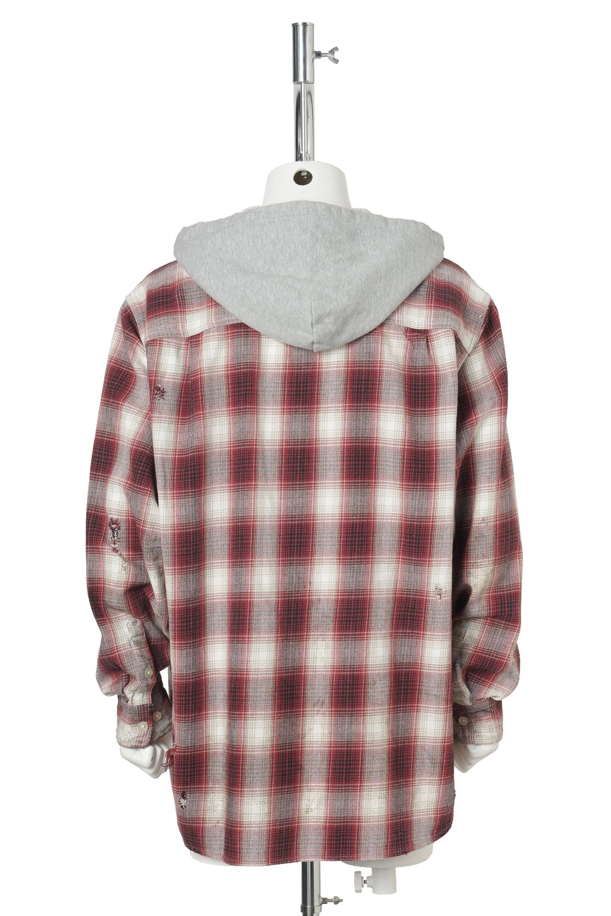 OG CHECK SUN-FADED HOODED SHIRT / RED