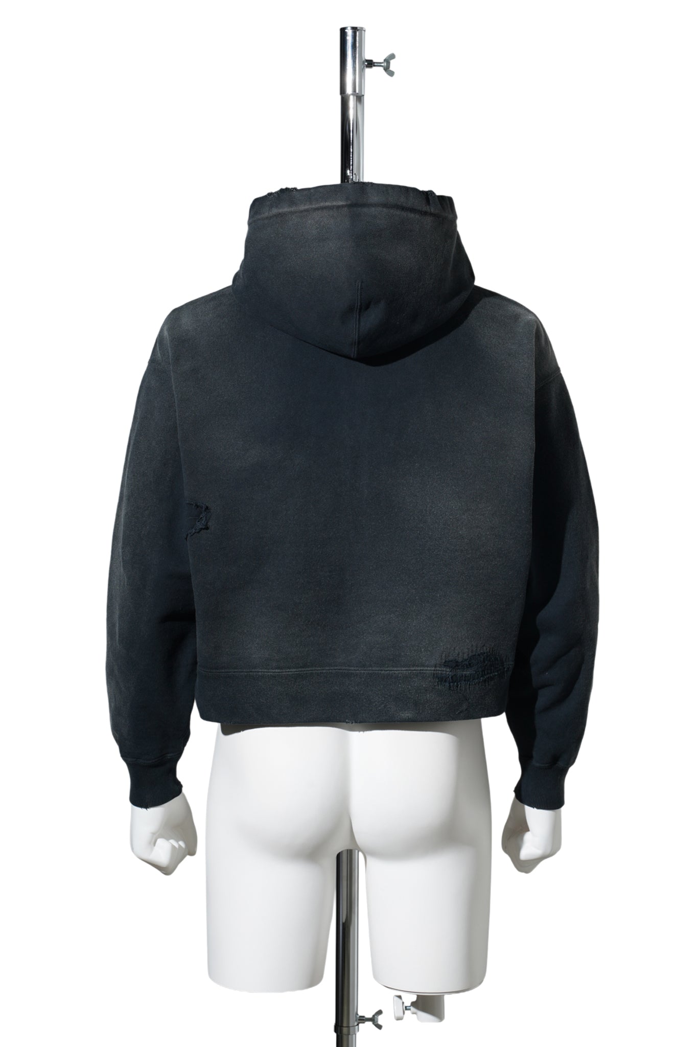 REPAIRED NAME PATCH ZIP SHORT HOODIE / BLACK