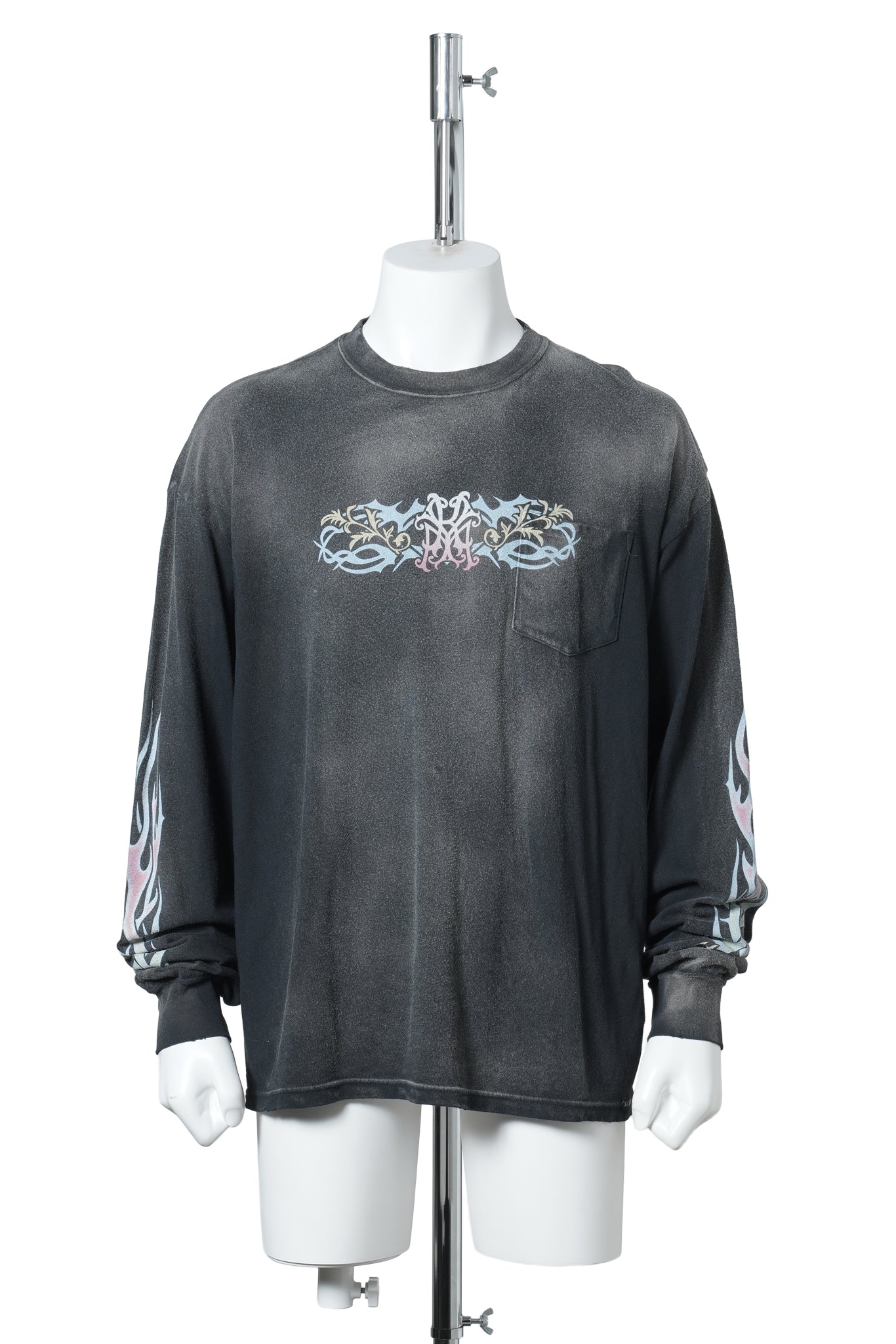 “ROSE-KMY” L/S POCKET TEE / BLACK