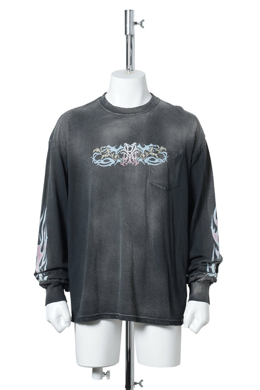“ROSE-KMY” L/S POCKET TEE / BLACK
