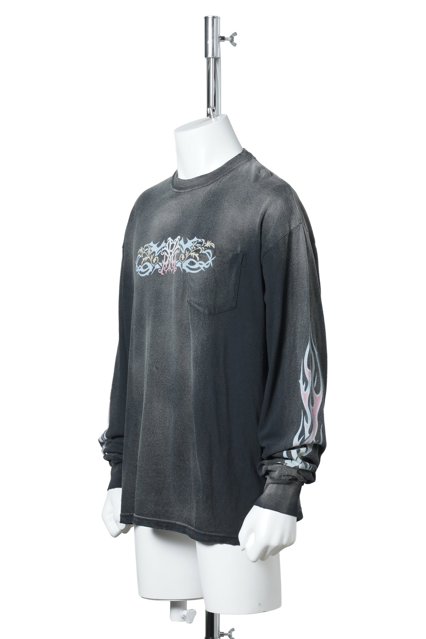 “ROSE-KMY” L/S POCKET TEE / BLACK