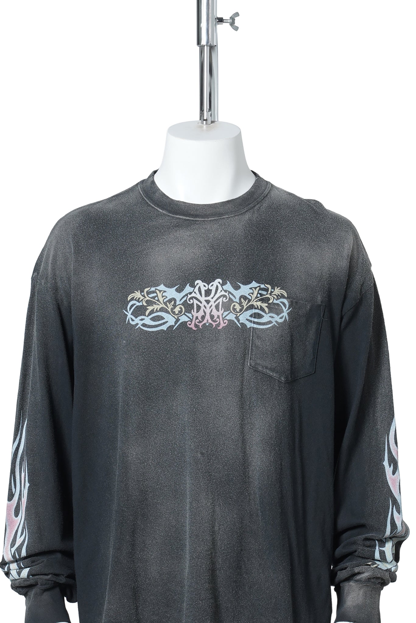 “ROSE-KMY” L/S POCKET TEE / BLACK