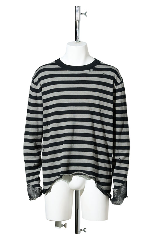 LAYERED HORIZONTAL STRIPED KNIT / BLACK