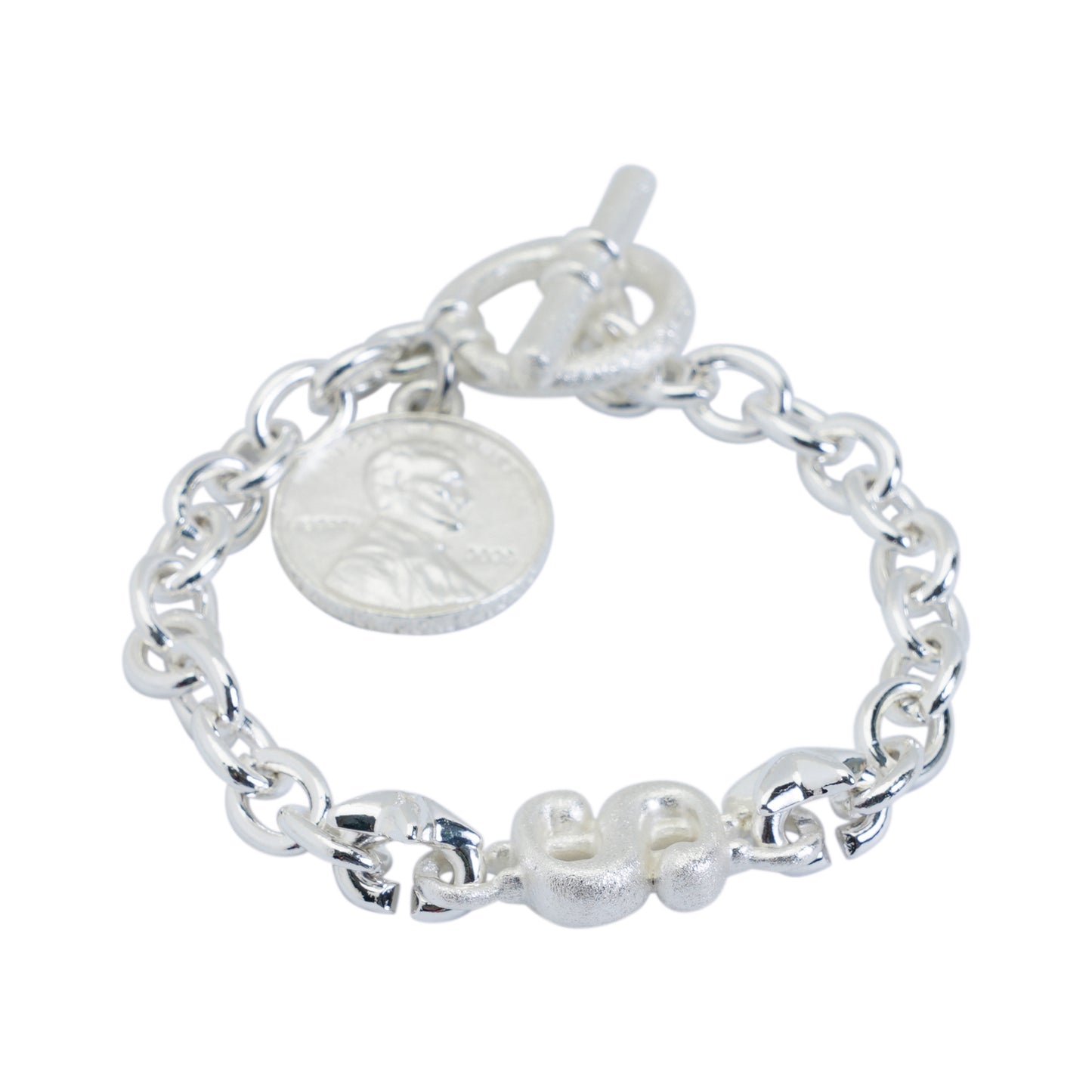 BRACELET-CHAIN - DOLLAR-SILVER / SILVER