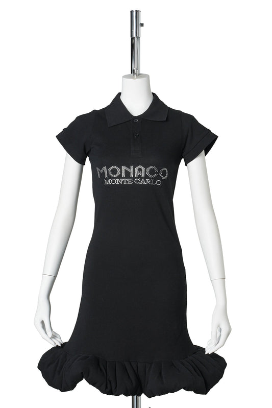 MONACO BUBBLE POLO DRESS SVAROVSKI / BLACK