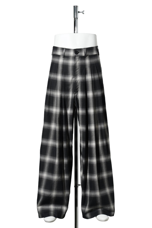 TRIPLE PLEAT TROUSERS / OMBRE CHECK