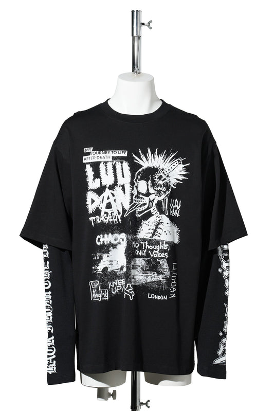 DOUBLE DECK TEE / BLACK/PUNK FLYER