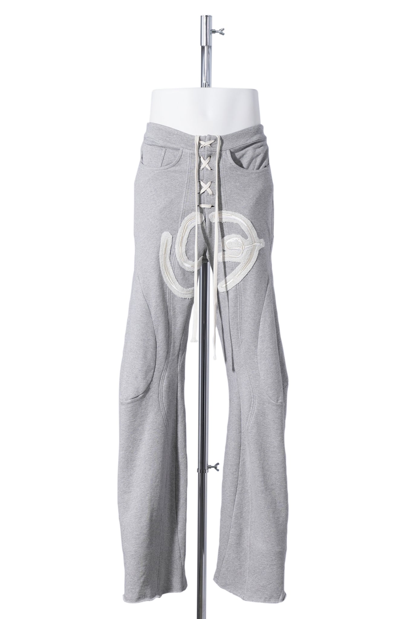 MARL EMBROIDERED JOGGER / GREY/CREAM