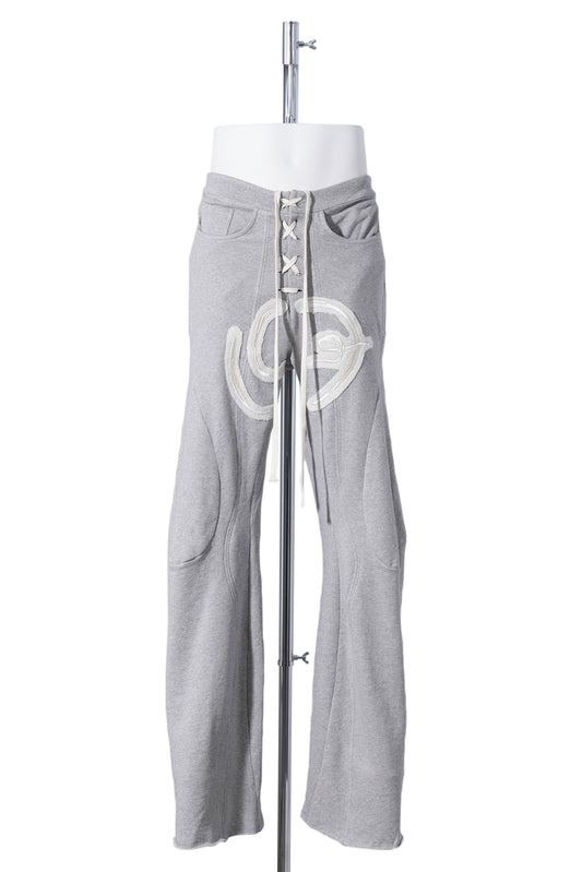 MARL EMBROIDERED JOGGER / GREY/CREAM