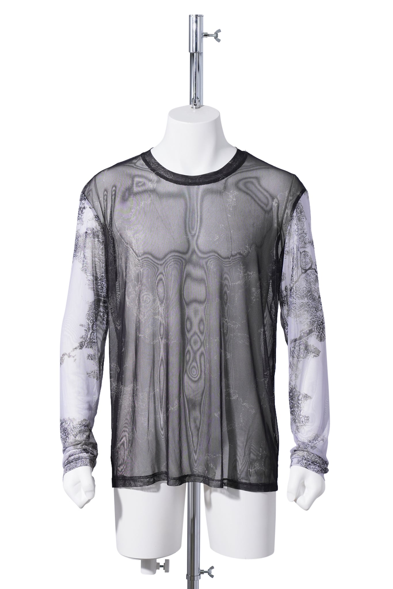 BEN MESH LONGSLEEVE TWO TONE / BLACK/WHITE