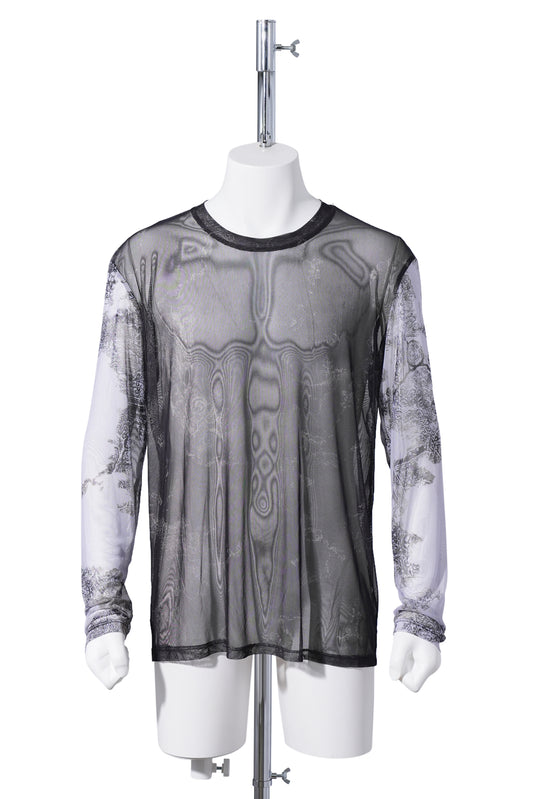 BEN MESH LONGSLEEVE TWO TONE / BLACK/WHITE