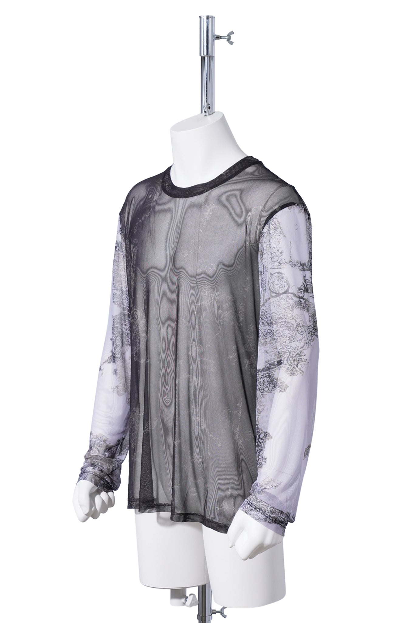 BEN MESH LONGSLEEVE TWO TONE / BLACK/WHITE