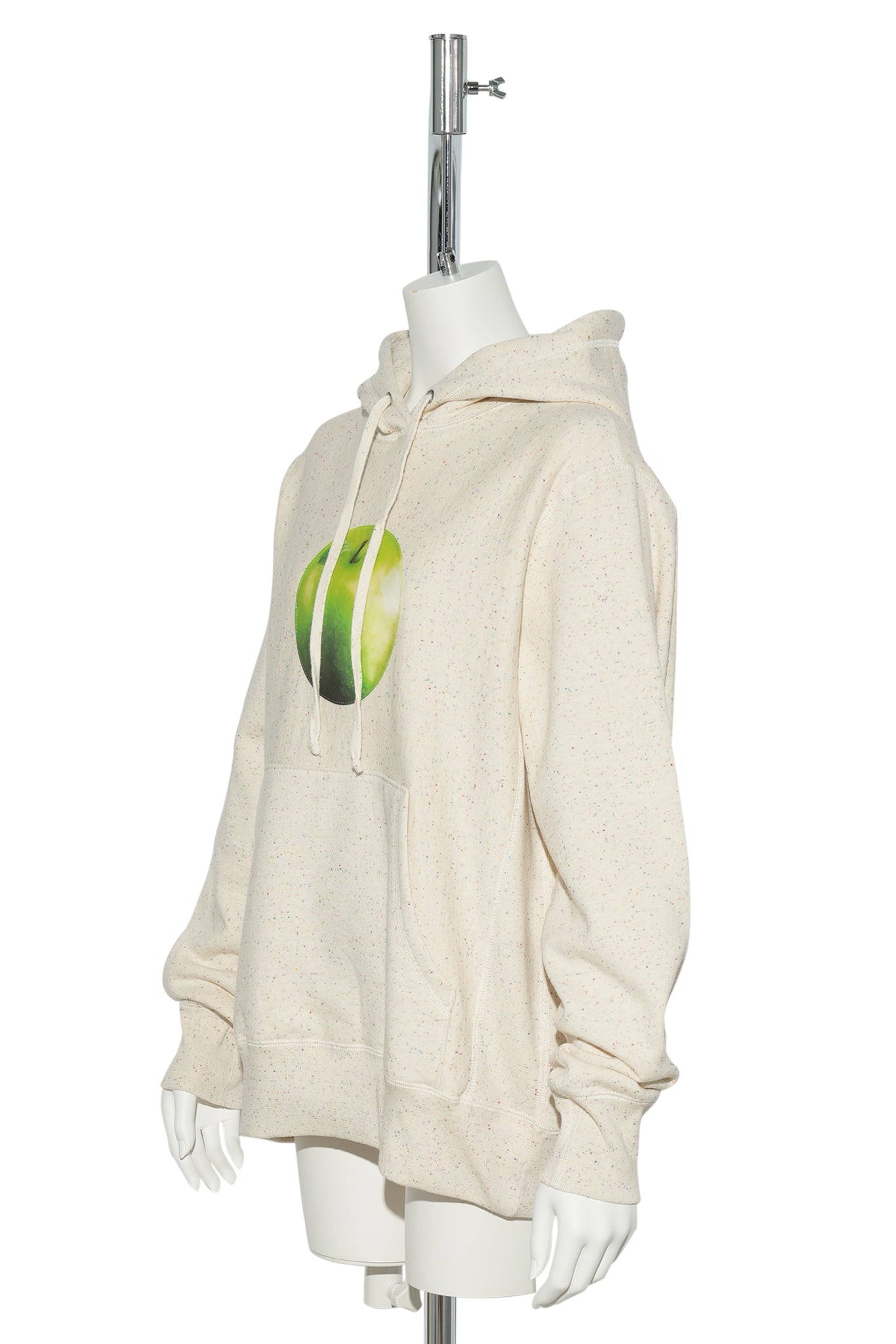 APPLE BITE PATCH HOODIE / BEIGE AND GREEN APPLE