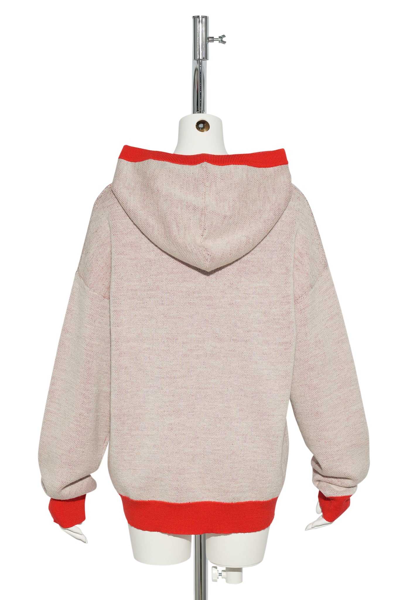 KNIT JACQUARD TOMATO PULLOVER HOODIE / WHITE AND RED TOMATO
